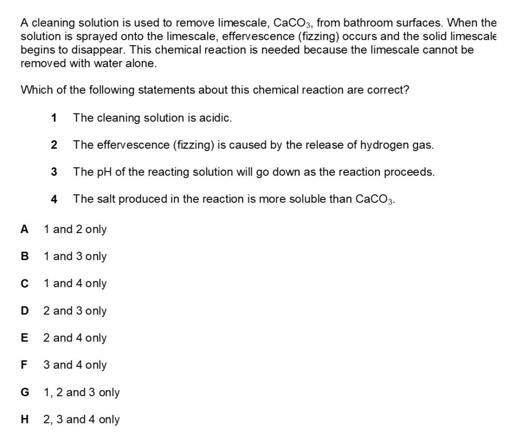 BMAT Chemistry Practice Question 1