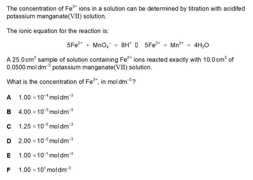 BMAT Chemistry Practice Question 3