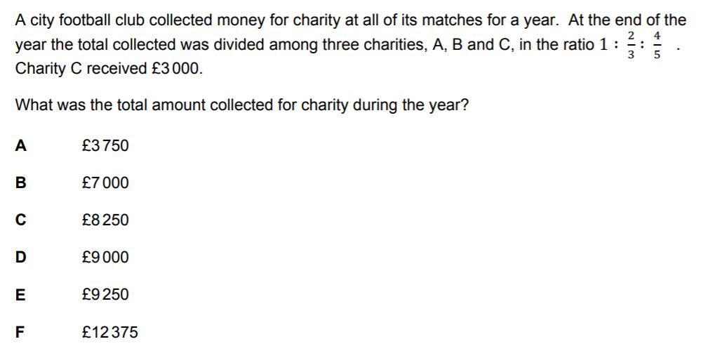 BMAT Ratio and Proportion Practice Question