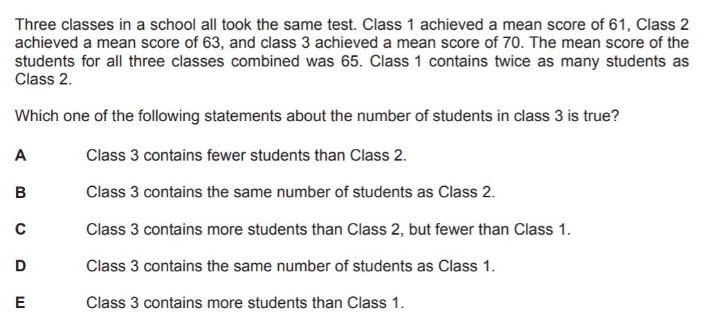 BMAT Statistics Practice Question