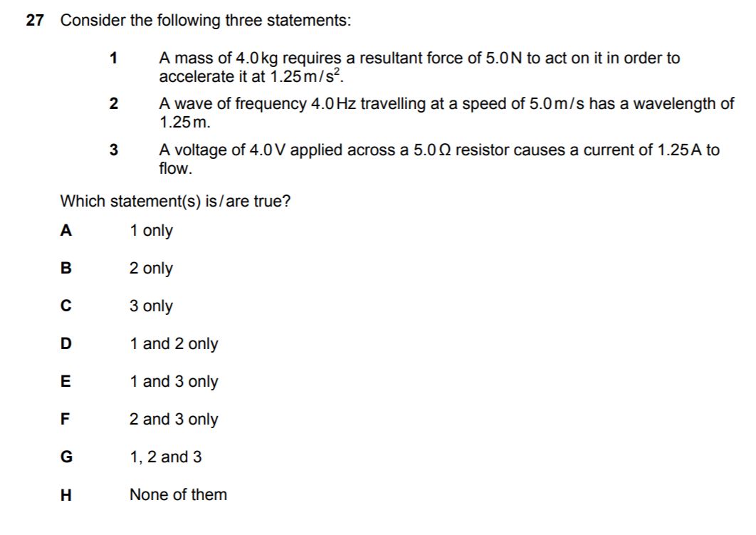 which statements are correct bmat answer format