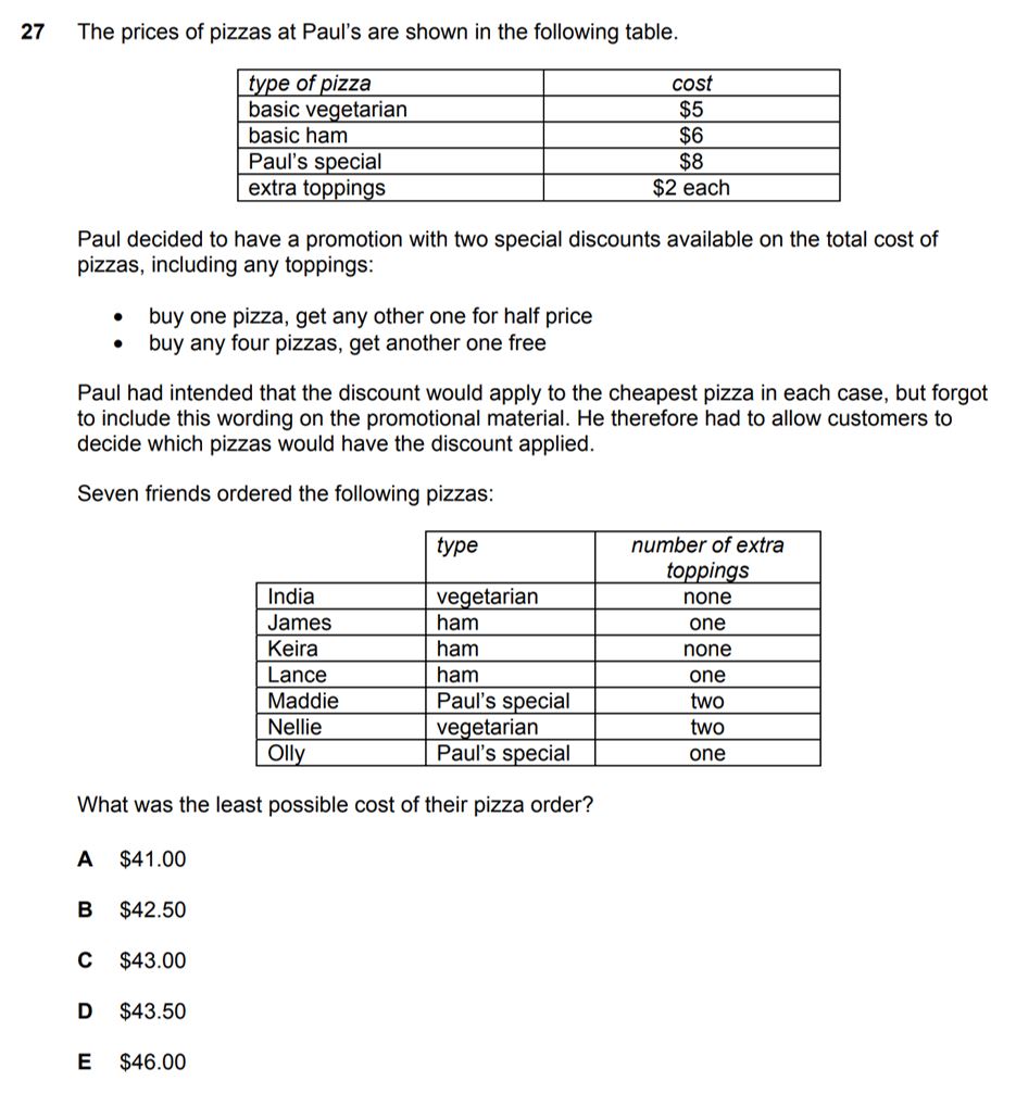 tables and graphs question bmat section 1 question 3